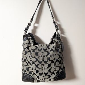 2010 Coach monogrammed Canvas Should Bag With Turn lock And Hangtag